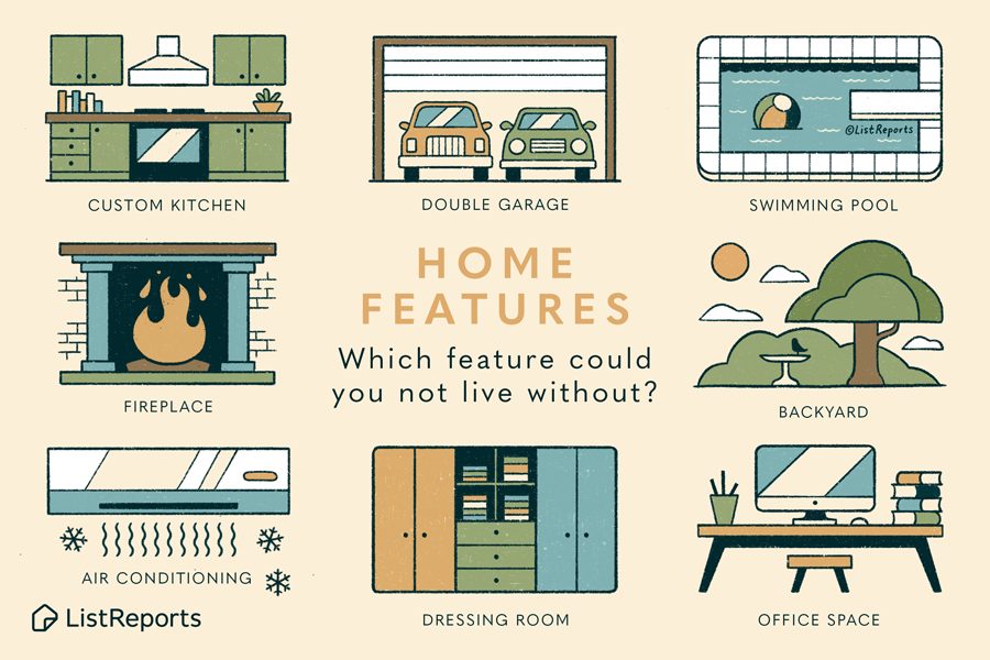 Graphic showing some common home features